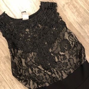 Lace nude and black fit and flare dress 👗